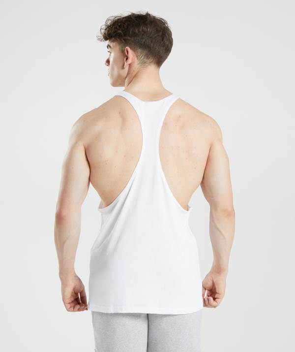 Panske Tielko Gymshark Legacy Stringer Biele | BH2407893